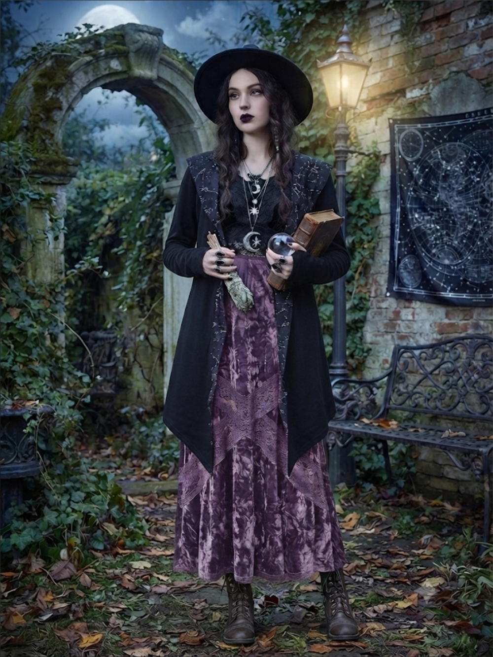 Like New Rare Rogue & Wolf Gothic I Need More Space Black Hooded Cotton Coat, Sm